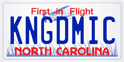 NC license plate KNGDMIC