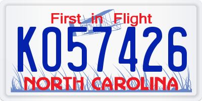 NC license plate KO57426