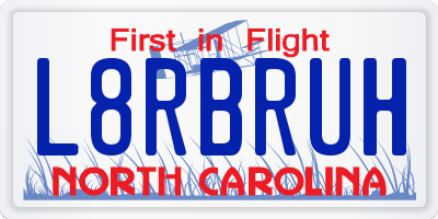 NC license plate L8RBRUH