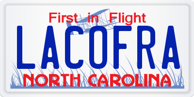 NC license plate LACOFRA