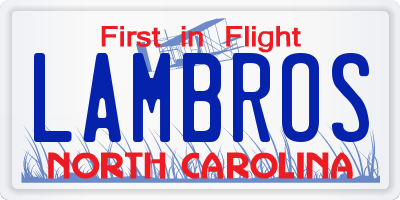 NC license plate LAMBROS