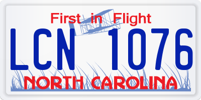 NC license plate LCN1076