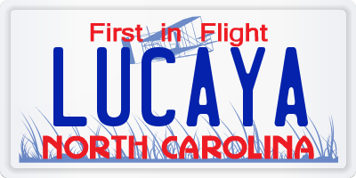 NC license plate LUCAYA