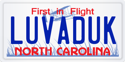 NC license plate LUVADUK