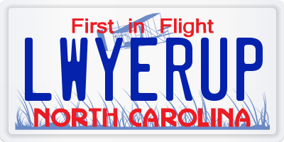 NC license plate LWYERUP