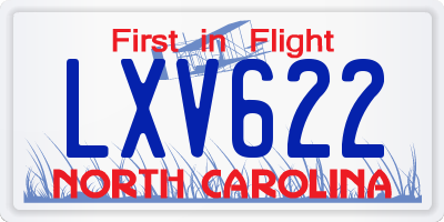 NC license plate LXV622