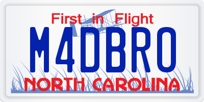 NC license plate M4DBRO