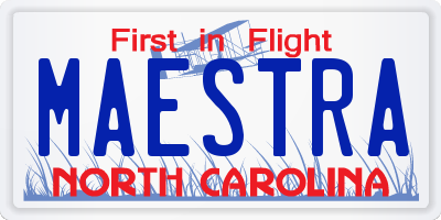 NC license plate MAESTRA