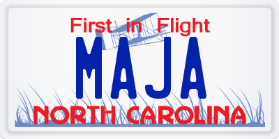 NC license plate MAJA