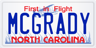 NC license plate MCGRADY