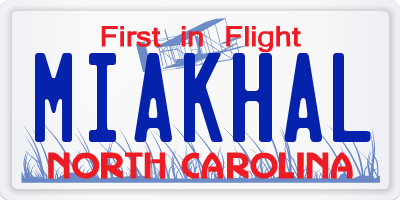 NC license plate MIAKHAL