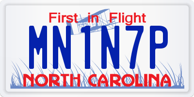 NC license plate MN1N7P