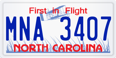 NC license plate MNA3407