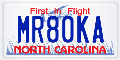 NC license plate MR80KA