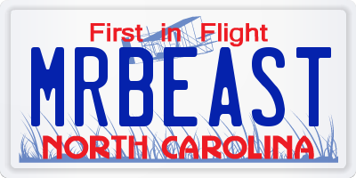 NC license plate MRBEAST