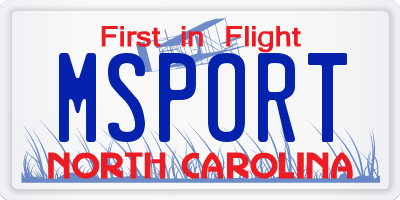 NC license plate MSPORT