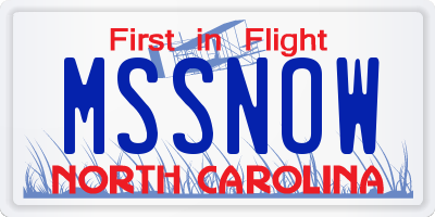 NC license plate MSSNOW