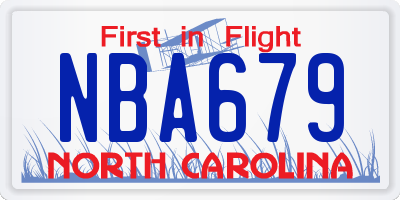 NC license plate NBA679