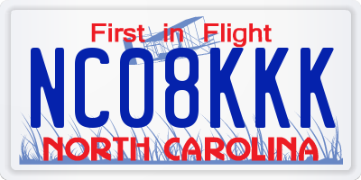 NC license plate NC08KKK