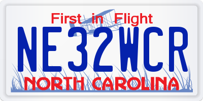 NC license plate NE32WCR