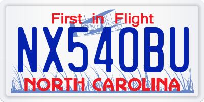 NC license plate NX54OBU
