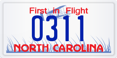 NC license plate O311