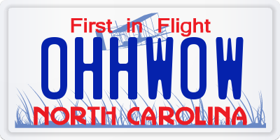 NC license plate OHHWOW