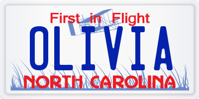 NC license plate OLIVIA