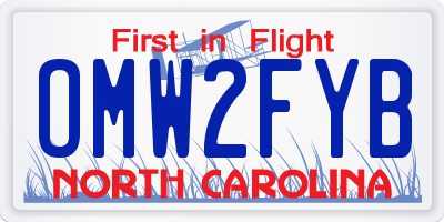 NC license plate OMW2FYB