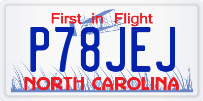 NC license plate P78JEJ