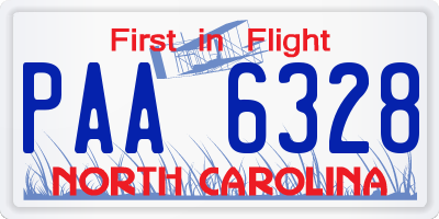 NC license plate PAA6328