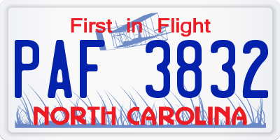 NC license plate PAF3832