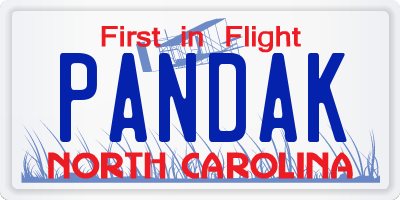 NC license plate PANDAK