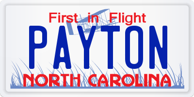 NC license plate PAYTON