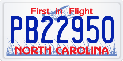 NC license plate PB22950