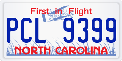 NC license plate PCL9399