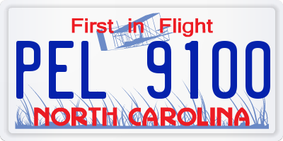 NC license plate PEL9100