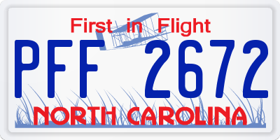 NC license plate PFF2672