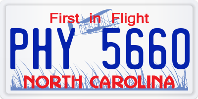 NC license plate PHY5660