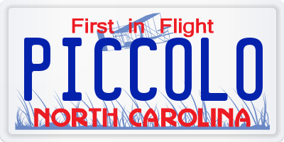 NC license plate PICCOLO