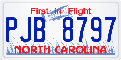 NC license plate PJB8797