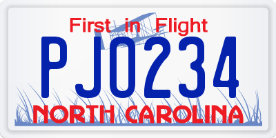 NC license plate PJO234