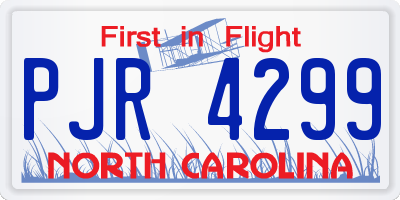 NC license plate PJR4299