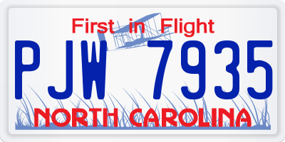 NC license plate PJW7935