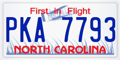 NC license plate PKA7793