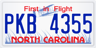NC license plate PKB4355