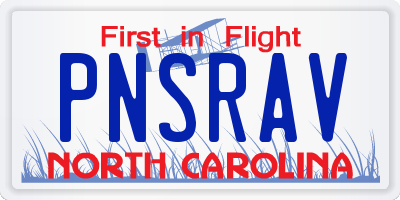 NC license plate PNSRAV