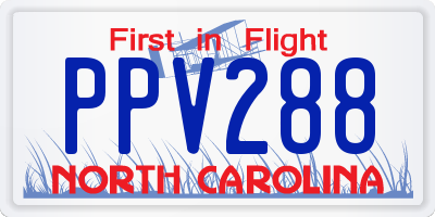 NC license plate PPV288