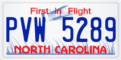 NC license plate PVW5289