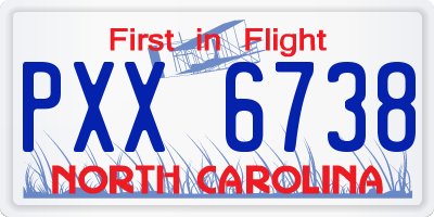 NC license plate PXX6738